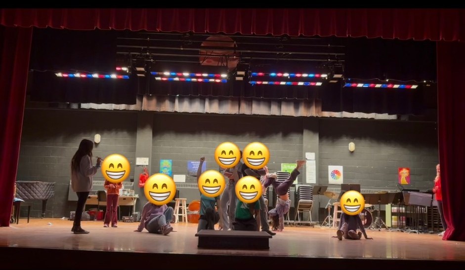 Theater club rehearsal on stage