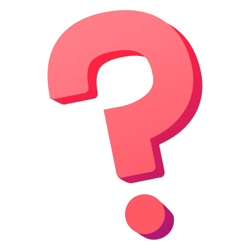 A large pink question mark