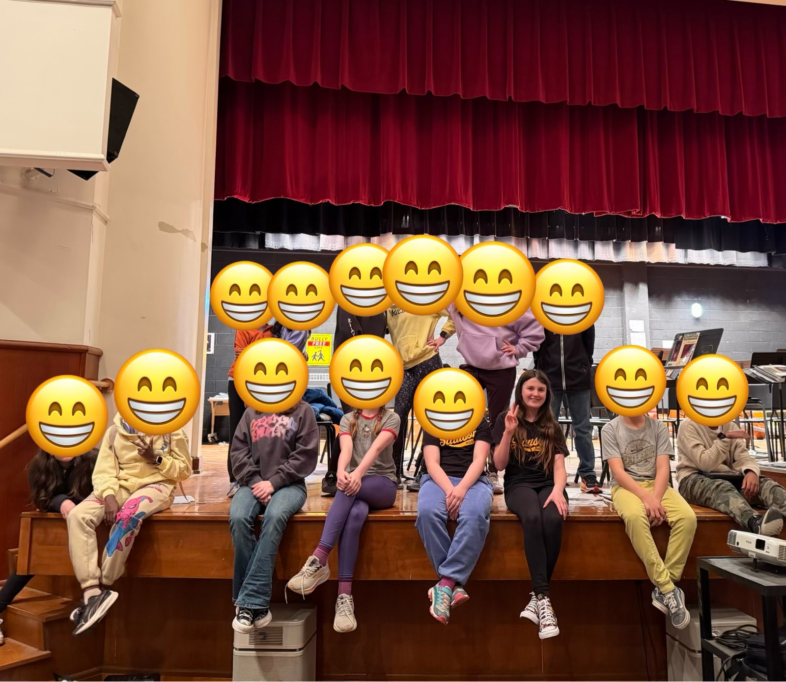 Theater club students gathered on the Slauson stage